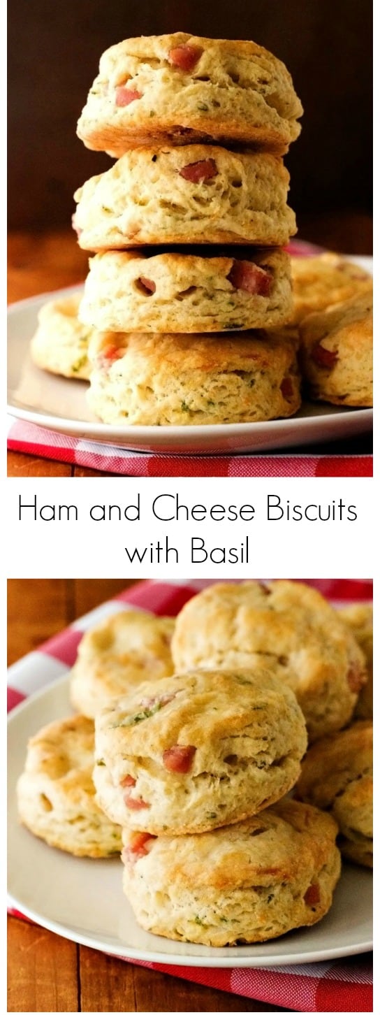 Ham and Cheese Biscuits with Basil - flaky and buttery biscuits with ham, cheese and basil! Perfect with a steaming hot bowl of soup or chili!