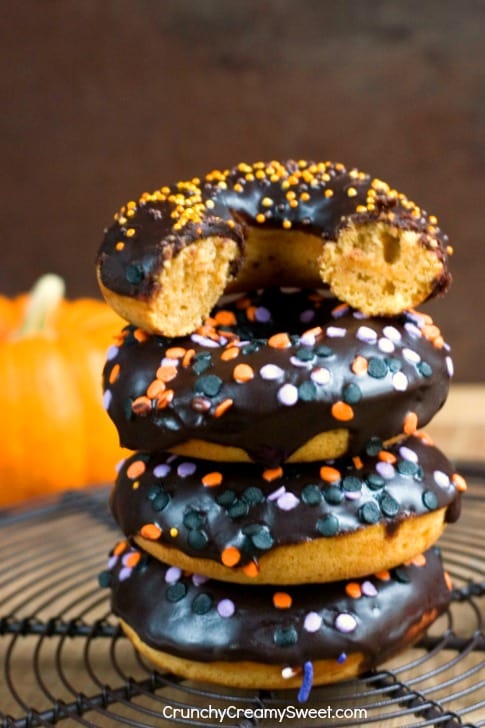 Pumpkin Donuts with Chocolate Glaze