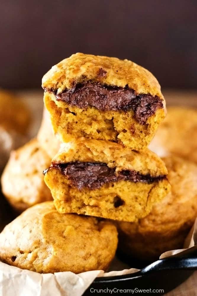Pumpkin Muffins with Chocolate Filling 2 Nutella Filled Pumpkin Muffins