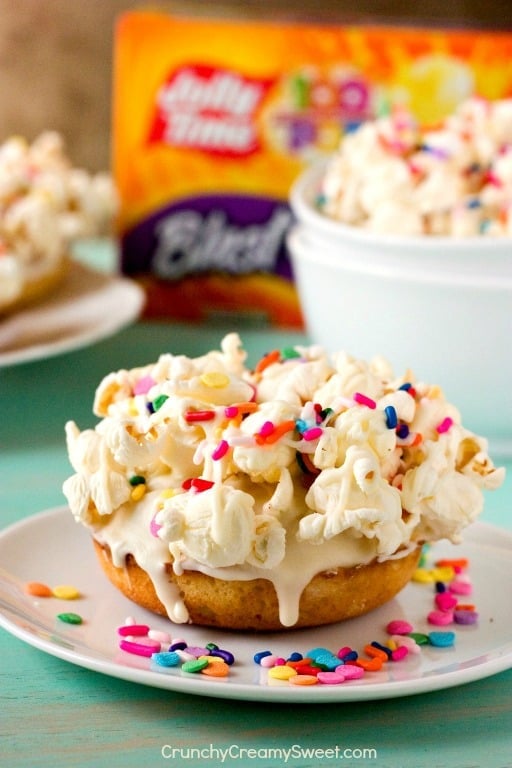 White Chocolate Funfetti Popcorn Donuts