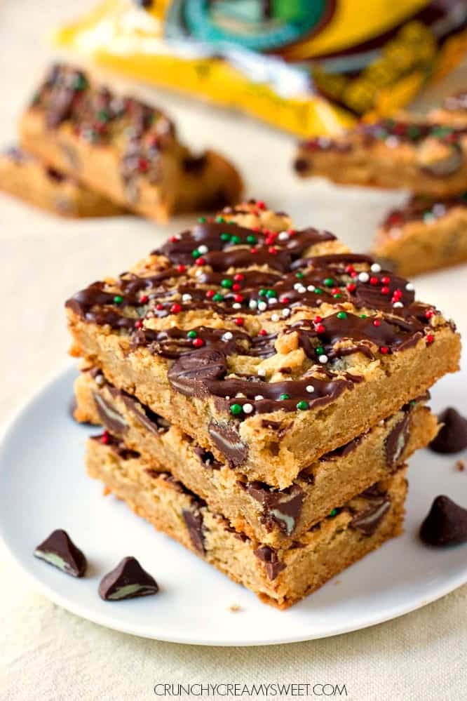 Chocolate Mint Chip Cookie Bars