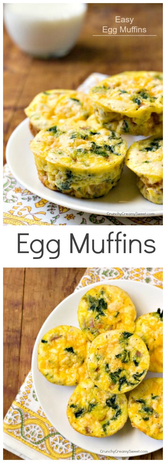 Vegetable, Ham and Cheese Egg Muffins - Crunchy Creamy Sweet