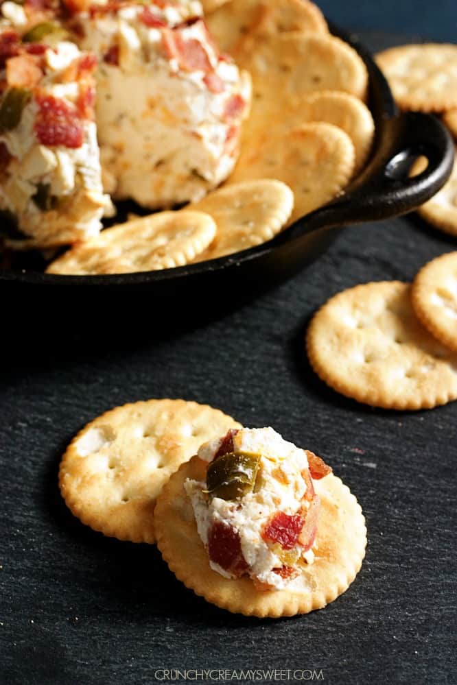 Jalapeno Popper Bacon Cheese Ball - Crunchy Creamy Sweet