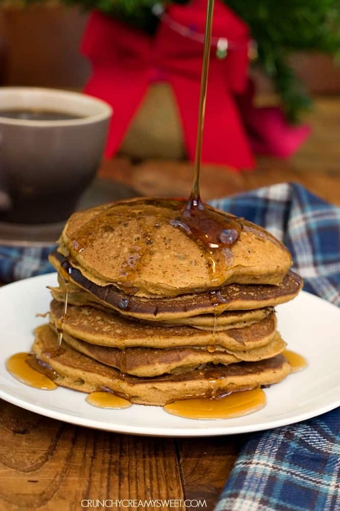 Gingerbread Pancakes fluffy and tasty pancakes with gingerbread flavors from CrunchyCreamySweet.com  Peanut Butter Jelly Pancakes Recipe Card