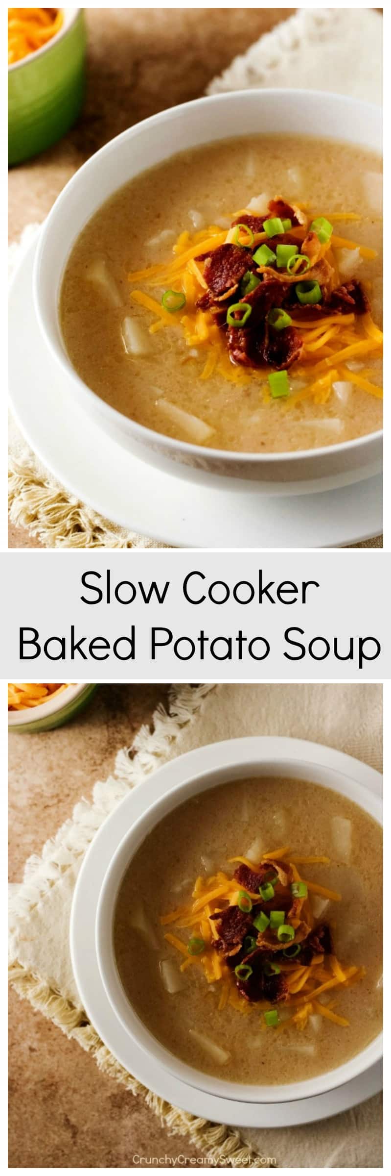 Slow Cooker Baked Potato Soup - easy soup yet packed with lots of flavor