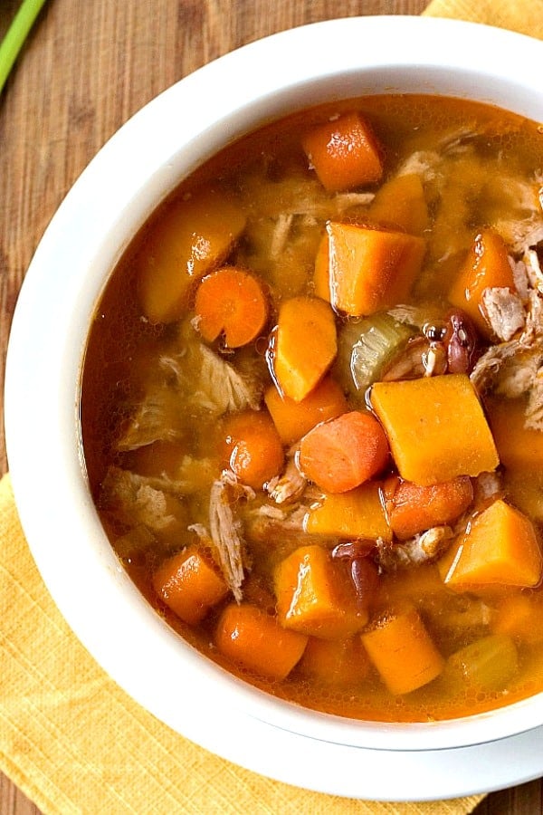 Slow Cooker Pork stew in a bowl.