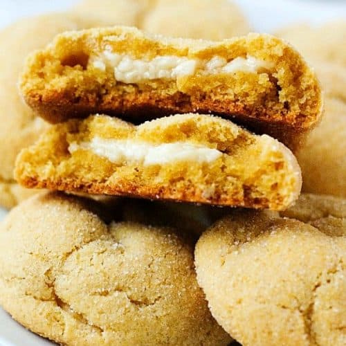 Cheesecake Filled Snickerdoodles on a plate.