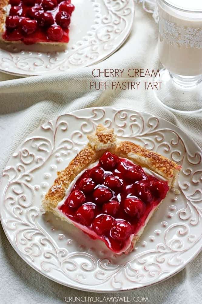 Cherry Cream Puff Pastry Tart