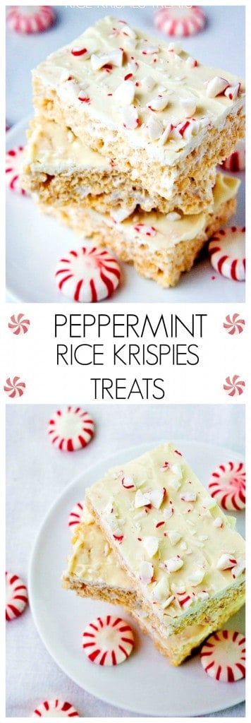 Peppermint Rice Krispies Treats - Crunchy Creamy Sweet