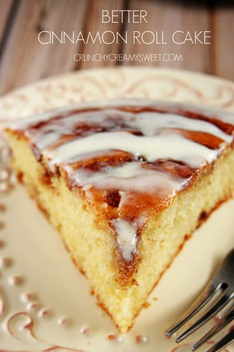 Better Cinnamon Roll Cake with Cream Cheese Frosting crunchycreamysweet.com