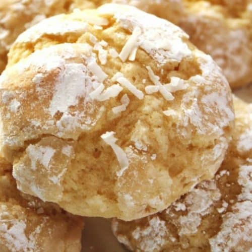 Coconut Crinkle Cookies on a plate.