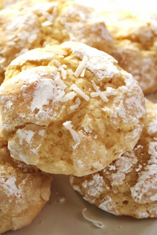 Coconut Crinkle Cookies on a plate.