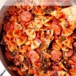 20-Minute One-Pot Pasta with Sausage and Beet Greens #pasta #recipe #glutenfree crunchycreamysweet.com
