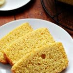 Sliced Lemon Cornbread on a plate.