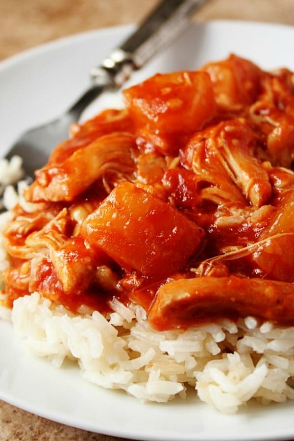 Slow Cooker Chicken on a plate.