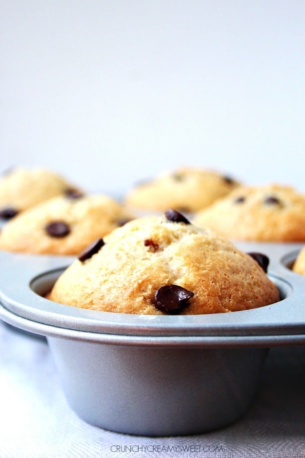 Bakery Style Chocolate Chips Muffins crunchycreamysweet.com