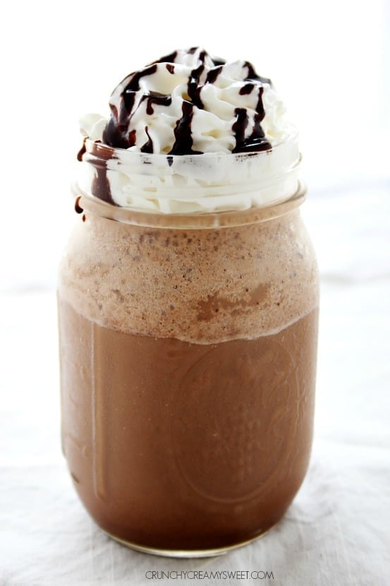 Homemade Mocha Frappuccino made in just 2 minutes crunchycreamysweet.com  Homemade Mocha Frappuccino