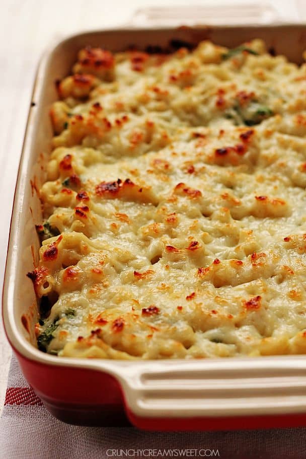 Spinach Dip Mac and Cheese made healthy Creamy and delicious twist on macaroni that the whole family will love Healthy Spinach Dip Mac and Cheese