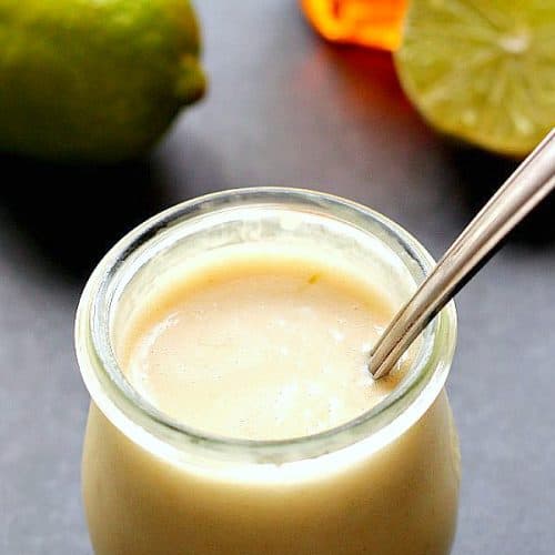 Honey Lime Dressing in a jar.