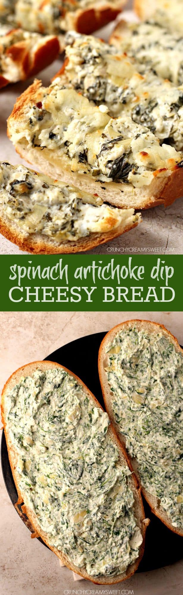 spinach artichoke dip cheesy bread 