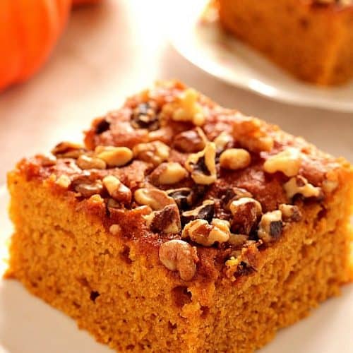 Snickerdoodle Pumpkin Cake on plate.