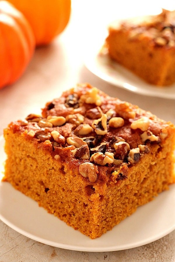 Snickerdoodle Pumpkin Cake on plate.