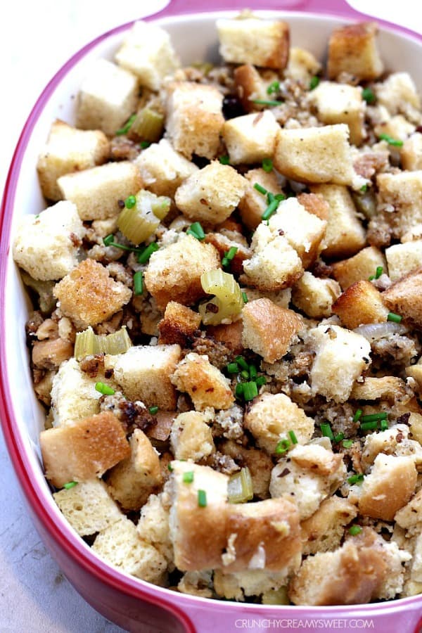 Slow Cooker Sausage in a casserole dish.