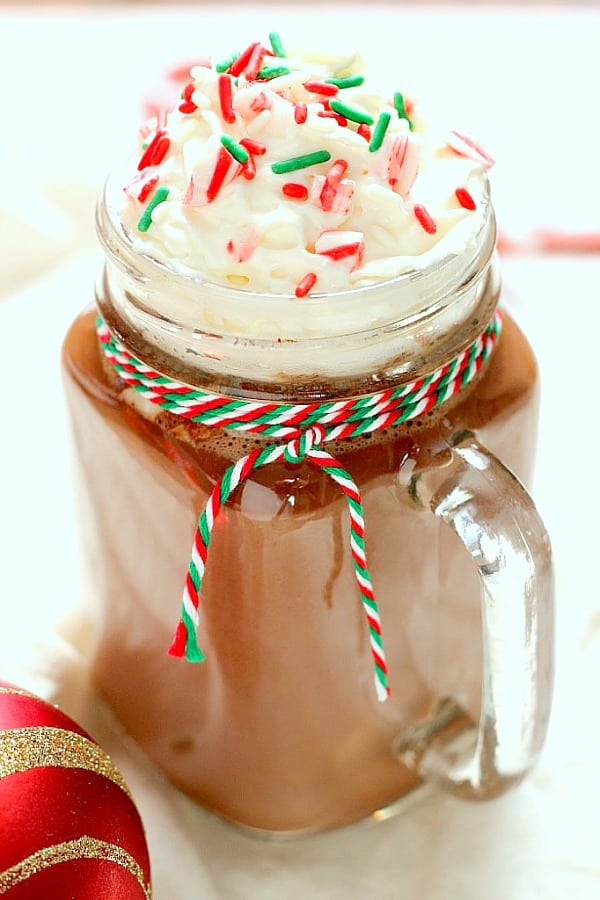 Skinny Peppermint Mocha Latte in a mug.