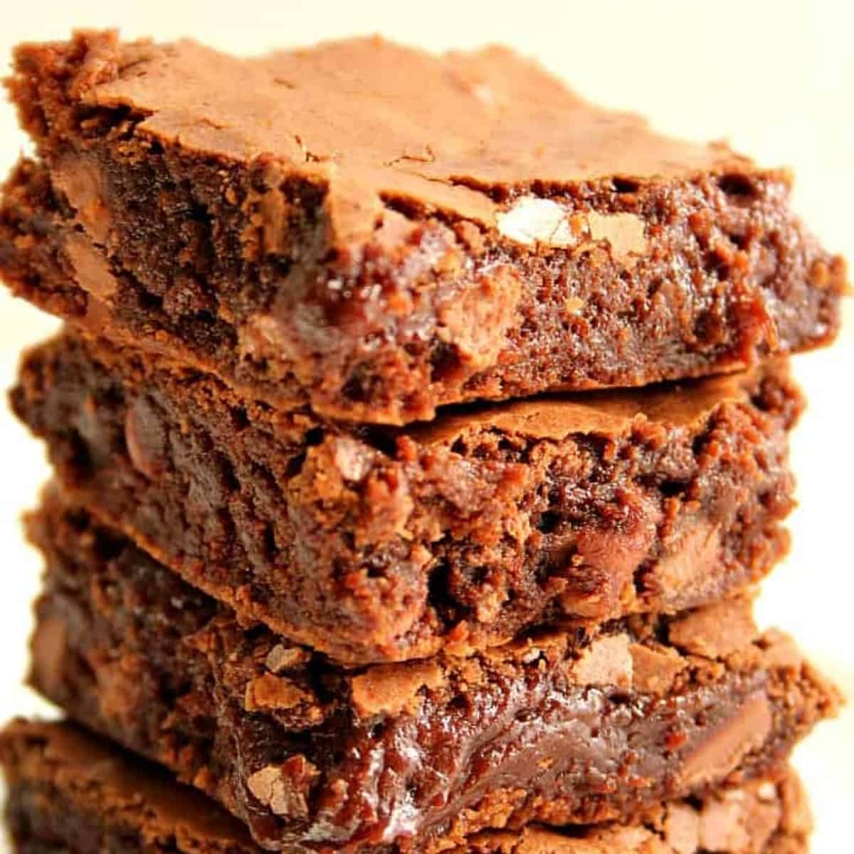 Brownies stacked.