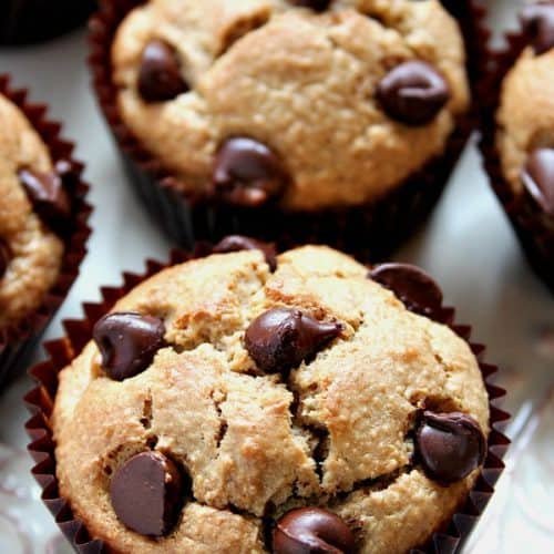 Flourless Peanut Butter Blender Muffins on a plate.