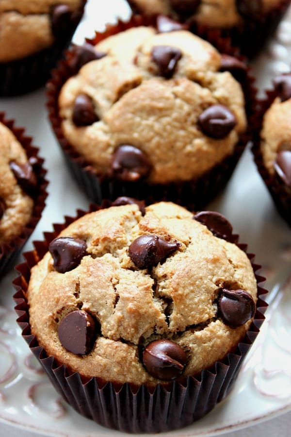 Flourless Peanut Butter Blender Muffins on a plate.