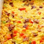 Cheddar Corn Casserole in baking dish.