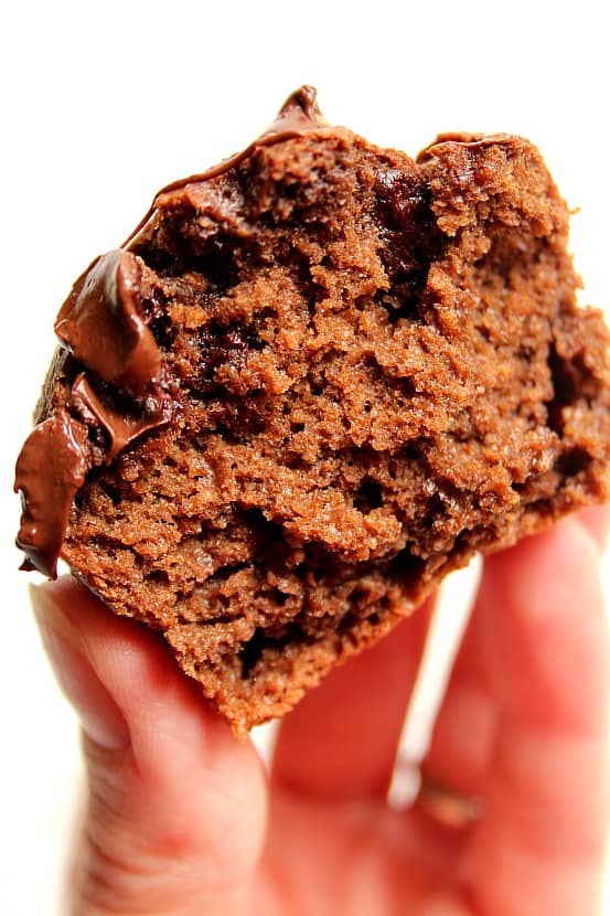 chocolate blender muffins 1 Chocolate Peanut Butter Blender Muffins Recipe