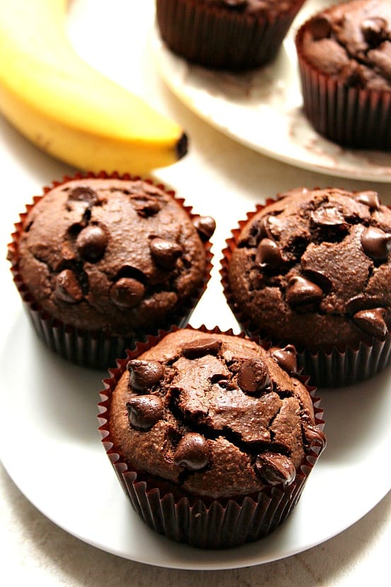 chocolate blender muffins 3 Chocolate Peanut Butter Blender Muffins Recipe