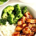 Quick Teriyaki Chicken in a white bowl.