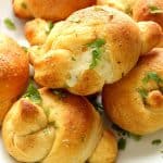 Stuffed Garlic Knots on white plate.