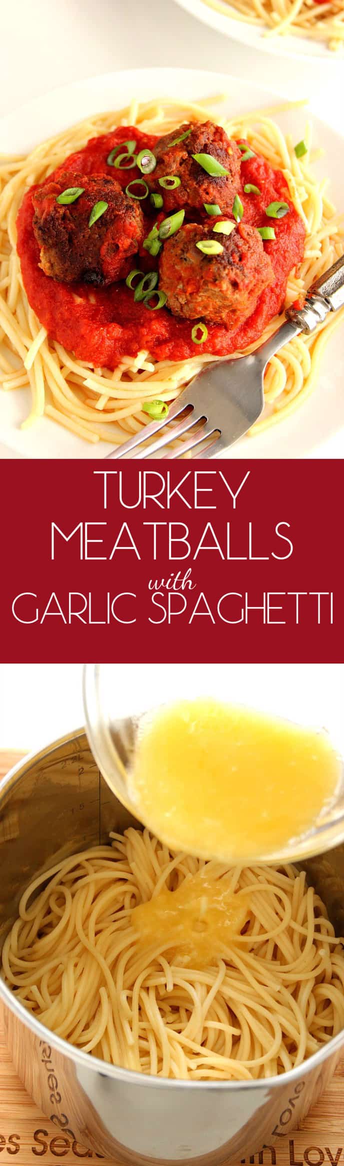 Turkey Meatballs with Garlic Spaghetti recipe - this gluten free, guilt free comfort food is packed with so much flavor, you won't believe it's healthy! 