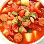 Italian Sausage Soup in a bowl.