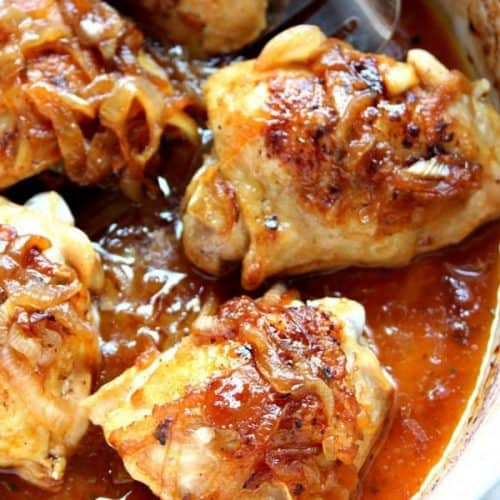 French onion chicken A 500x500 French Onion Roasted Chicken Recipe