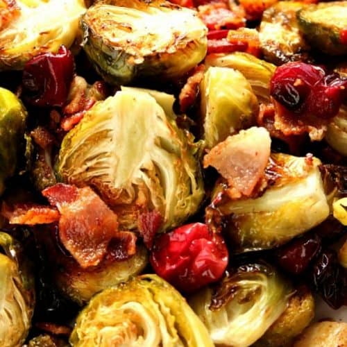 roasted Brussels sprouts recipe a 500x500 Bacon Roasted Brussels Sprouts with Cranberries