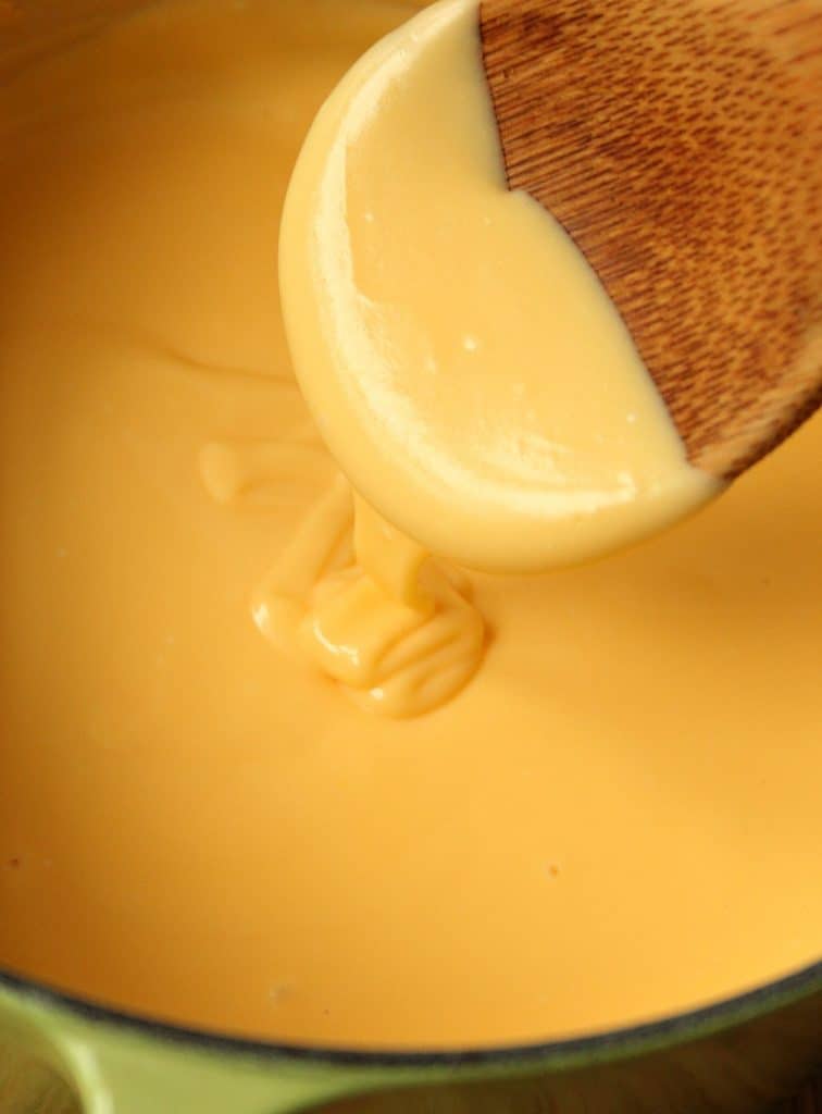 Queso sauce in a pot.