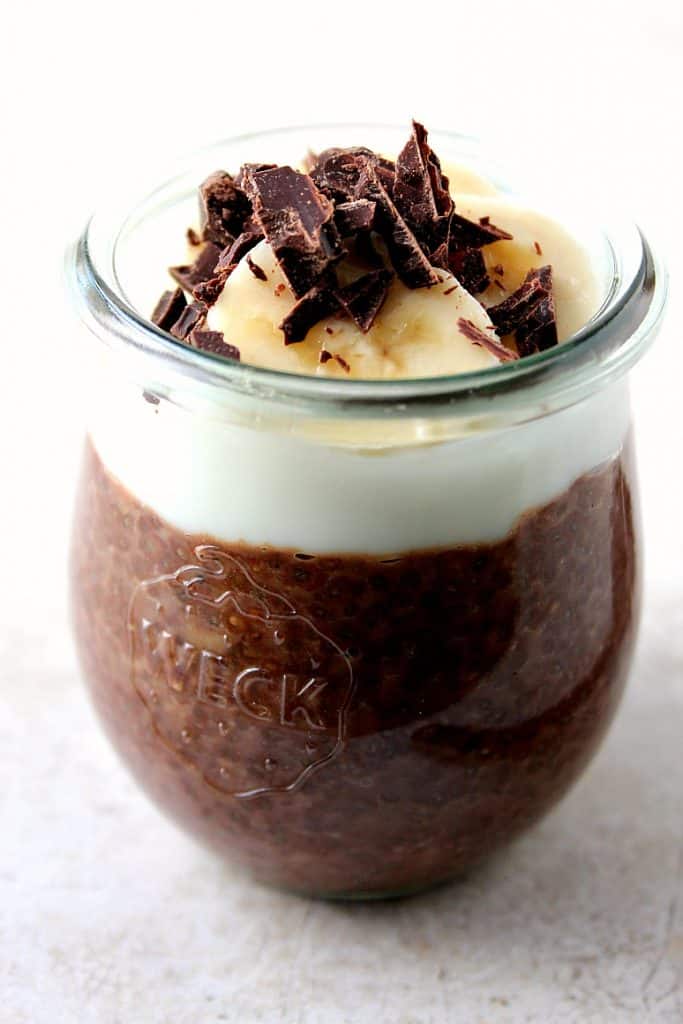 Chocolate Chia Pudding in a jar.