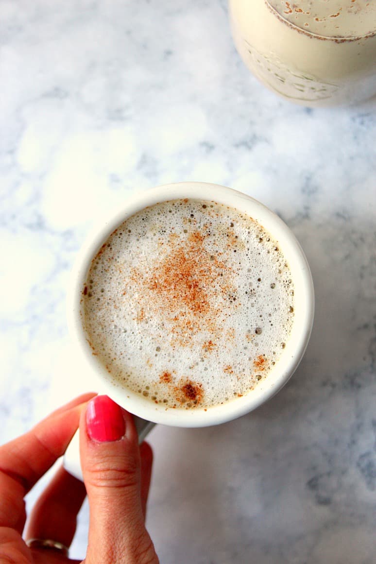 Almond Cake Coffee Creamer Recipe - sweeten up your coffee with this quick and easy creamer that tastes like almond coffee cake. Enjoy in hot or iced drinks!