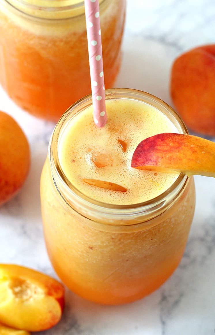 Peach Ginger Agua Fresca Recipe - refreshing fruit water made with peaches, ginger and honey. Good for you and hydrating during the hot summer days.