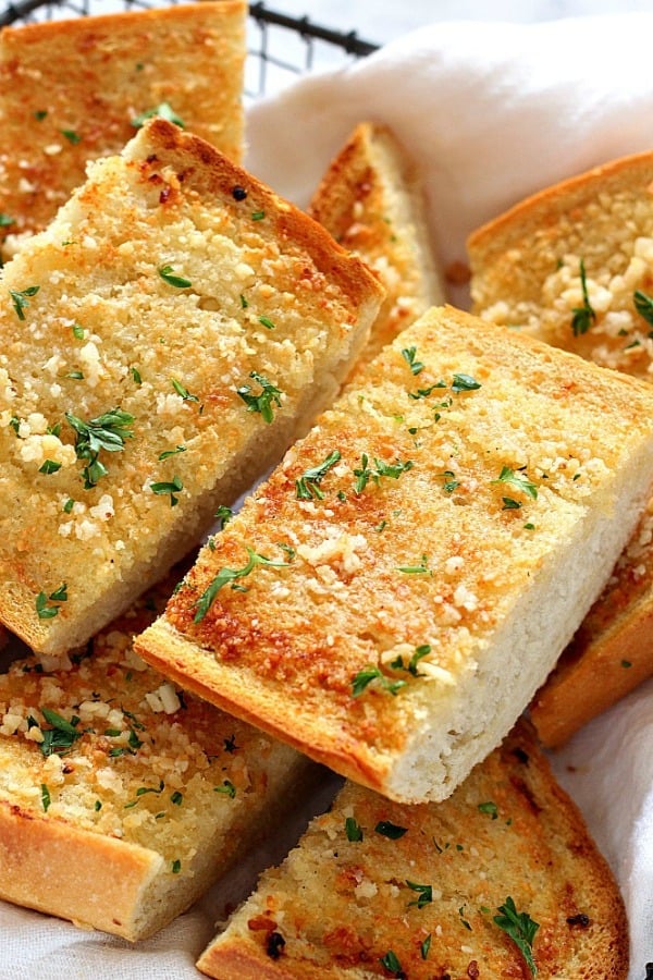 Easy Garlic Bread Slices on a plate.