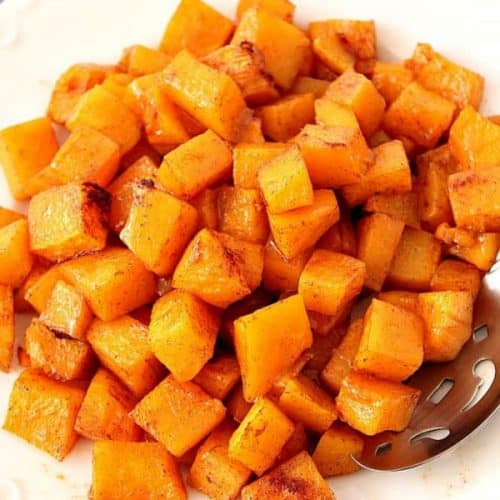 Roasted Butternut Squash on a plate.