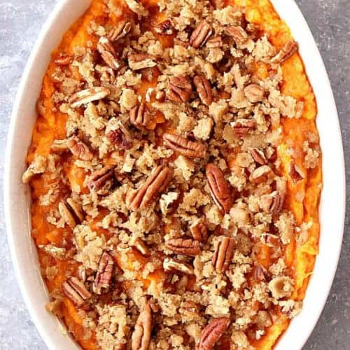 Casserole with sweet potatoes.