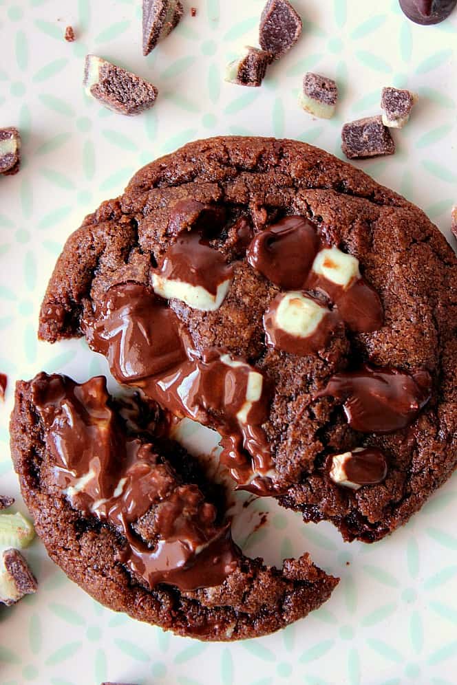 Mint Chocolate Chip Cookie on a plate.
