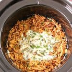 Green Bean Casserole in a slow cooker.