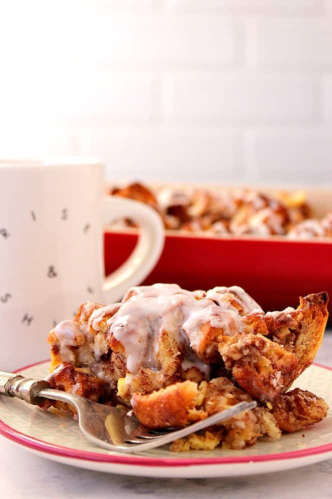 This Cinnamon Roll French Toast Casserole is a fun twist that combines cinnamon rolls and French toast in one delicious dish. Easy, delicious and bound to become a family favorite! 